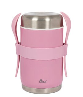 מיכל תרמי נירוסטה לאוכל עם מזלג וכף