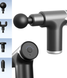 מכשיר אקדח עיסוי מקצועי עם 4 ראשים מתחלפים