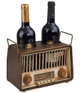 מעמד יוקרתי לשני בקבוקי יין בצורת רדיו רטרו מתנה מיוחדת