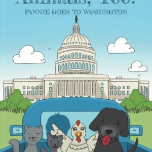 Illustration of chickens and pets in a truck with the Capitol building in the background.