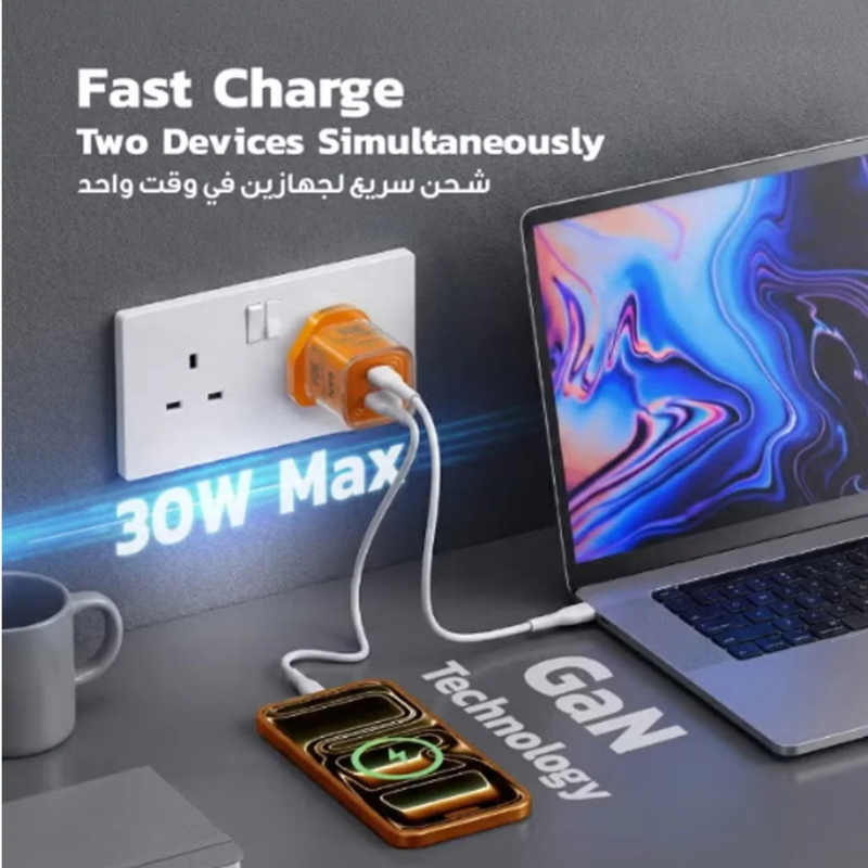 Porodo TEZCLARTÉ Dual-Port GaN Wall Charger 30W - Image 5