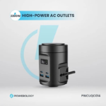 Powerology MagSafe Power Hub 65W PD Charger with 2 Universal AC Sockets & 2200W Power Output – Black