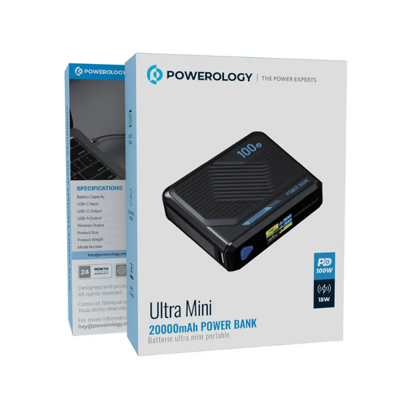Powerology Ultra-Mini 20000mAh Power Bank 100W PD with 15W MagSafe Wireless Charging – Black - Image 8