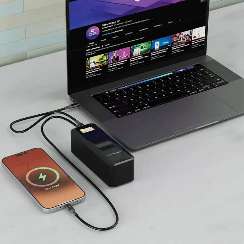 Powerology NeuroVolt 140 Power Bank 27000mAh with 140W Power Delivery & Smart Display – Black - Image 3
