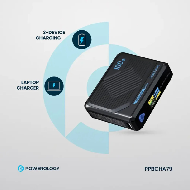 Powerology Ultra-Mini 20000mAh Power Bank 100W PD with 15W MagSafe Wireless Charging – Black - Image 9