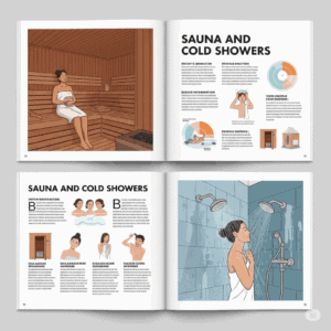 Frau in Sauna und kalter Dusche, fördert Immunsystem und Stimmung ab 50.