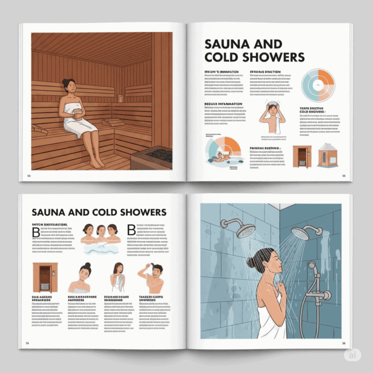 Frau in Sauna und kalter Dusche, fördert Immunsystem und Stimmung ab 50.