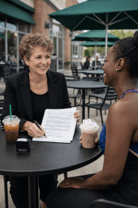 saturday notary meeting at coffee shop