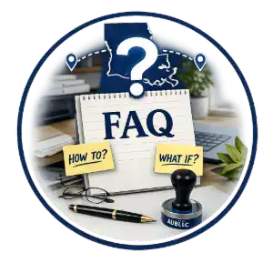 Frequently Asked Questions (Mobile Notary in Lake Charles, LA) - A1 Mobile Notary, Lake Charles, LA 2 Mobile notary signing legal documents on a clip board at a public coffee shop location in Lake Charles Louisiana