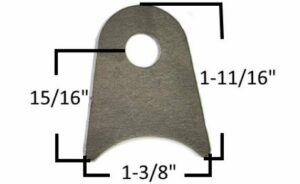 AA-680-B Radius Tab, 3/8" Hole, fits 1 1/2" tubing