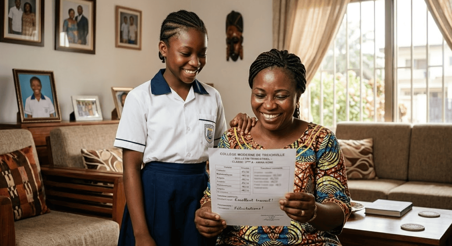 Famille satisfaite du soutien scolaire AbiCours à la Riviera