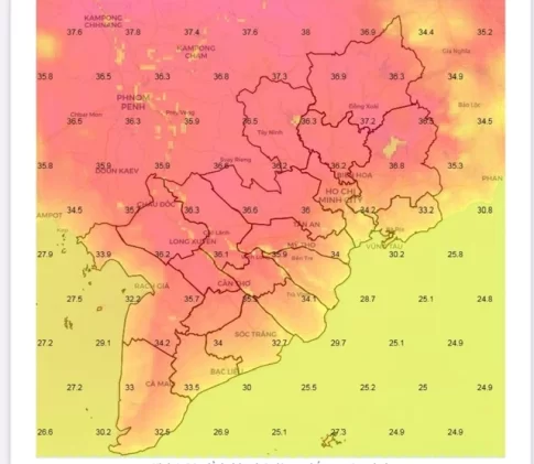 ベトナム南部の気温図