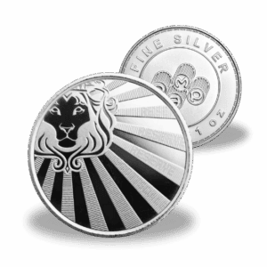 Precious metals investment coin featuring a lion emblem, ideal for silver bullion collectors and inv.