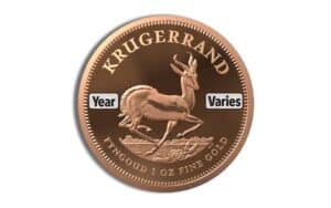 Gold krugerrand coin featuring a springbok antelope, 1 oz fine gold, collectible precious metal inve.