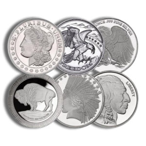 Precious metals silver coin collection for investment and collection purposes.