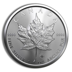 Silver canadian maple leaf coin for precious metals investment and collection.
