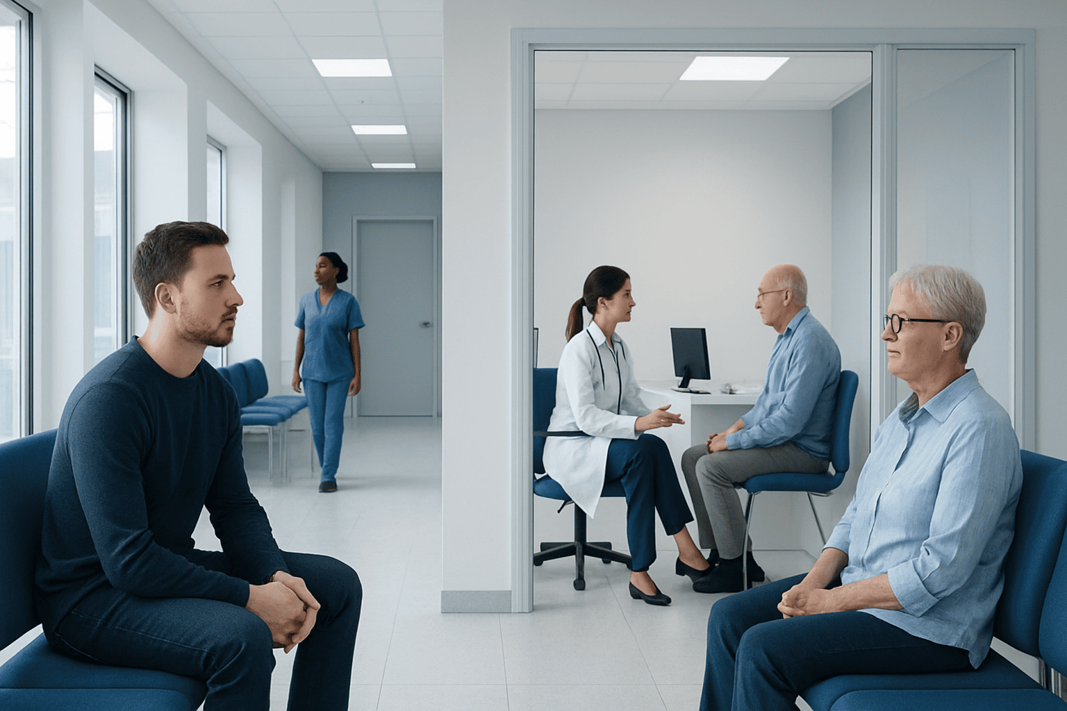Patient and doctor in a neurology consultation at Acibadem Hospital.
