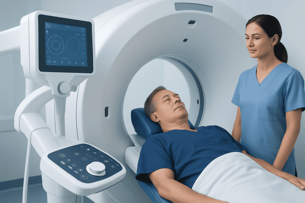 Patient undergoing a PSMA PET scan at Acibadem Hospital.