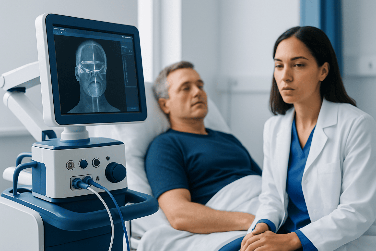 Patient undergoing neuromodulation consultation at Acibadem Hospital.