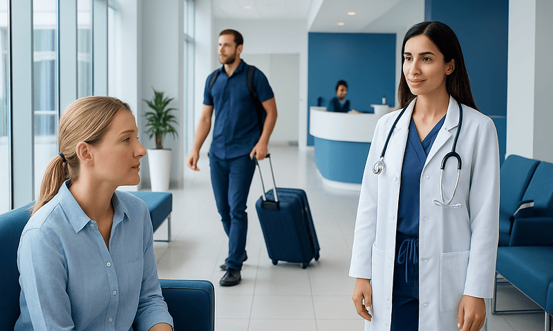 Medical consultation at Acibadem Hospital with healthcare professionals.