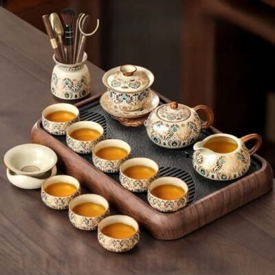 Ru Kiln Gold Phoenix Tea set