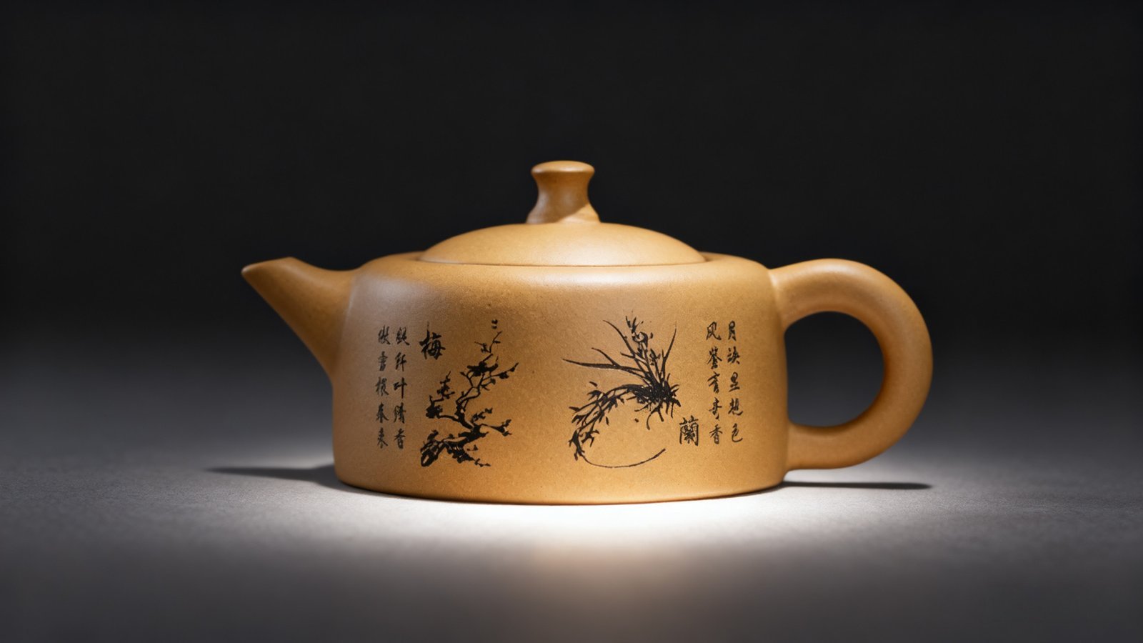 Hliněná konvička Duan v designu čtyř gentlemanů