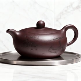 Shanshui flat jade teapot