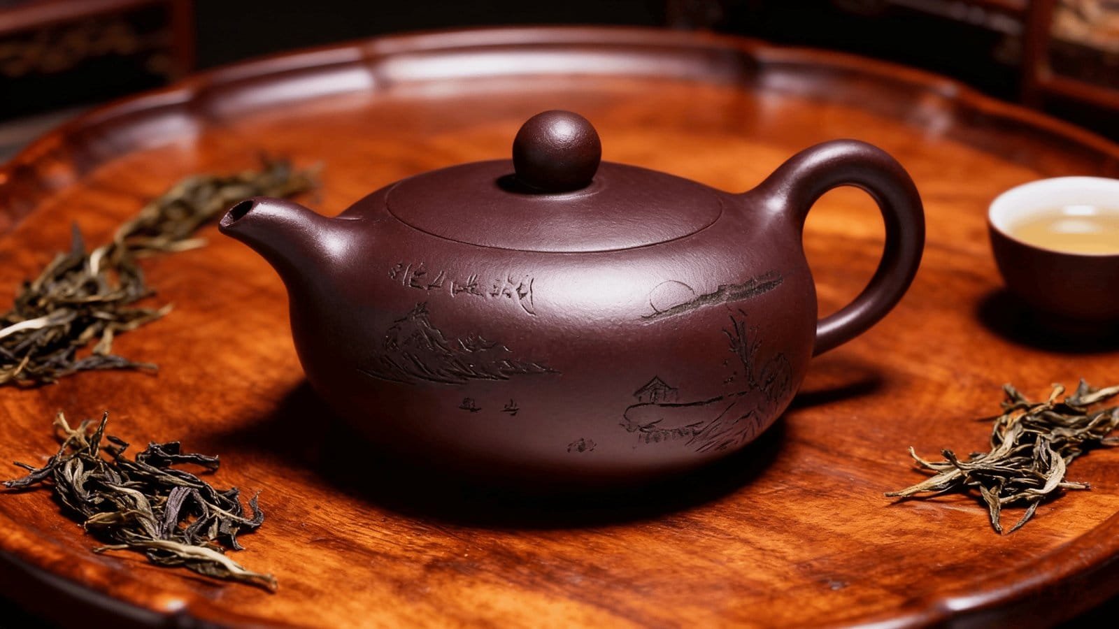 Shanshui flat jade teapot