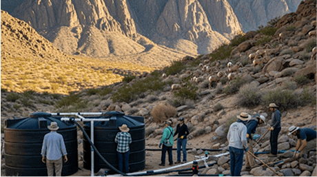 Water collection tanks in the Arizona Desert Bighorn Sheep habitat, Mesa, AZ.
