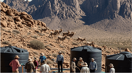 Bighorn sheep conservation event in Arizona desert with Mesa community involvement.