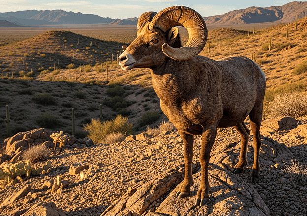 Ram mascot of Arizona Desert Bighorn Sheep Society in Mesa, AZ, showcasing desert bighorn sheep conservation efforts.