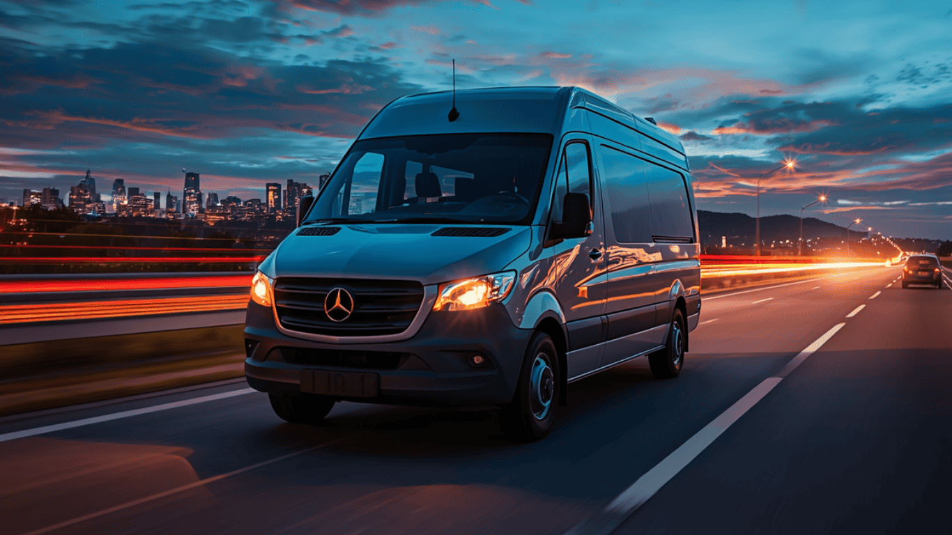 Commercial vehicle driving on the highway