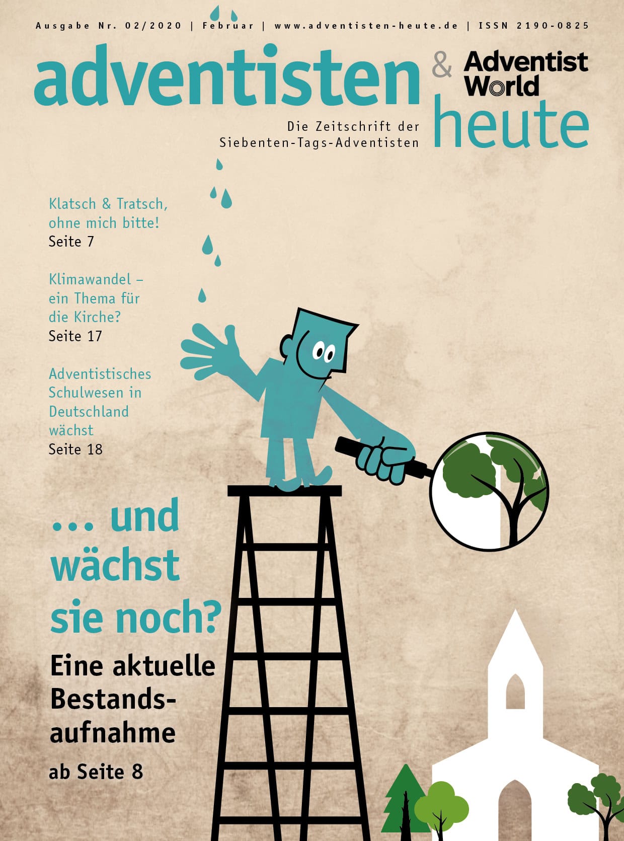 1. Ausgabe der Zeitschrift "Adventisten heute" mit Fokus auf Umwelt, Bildung und aktuelle Entwicklungen, für Christen und Interessierte im deutschsprachigen Raum.