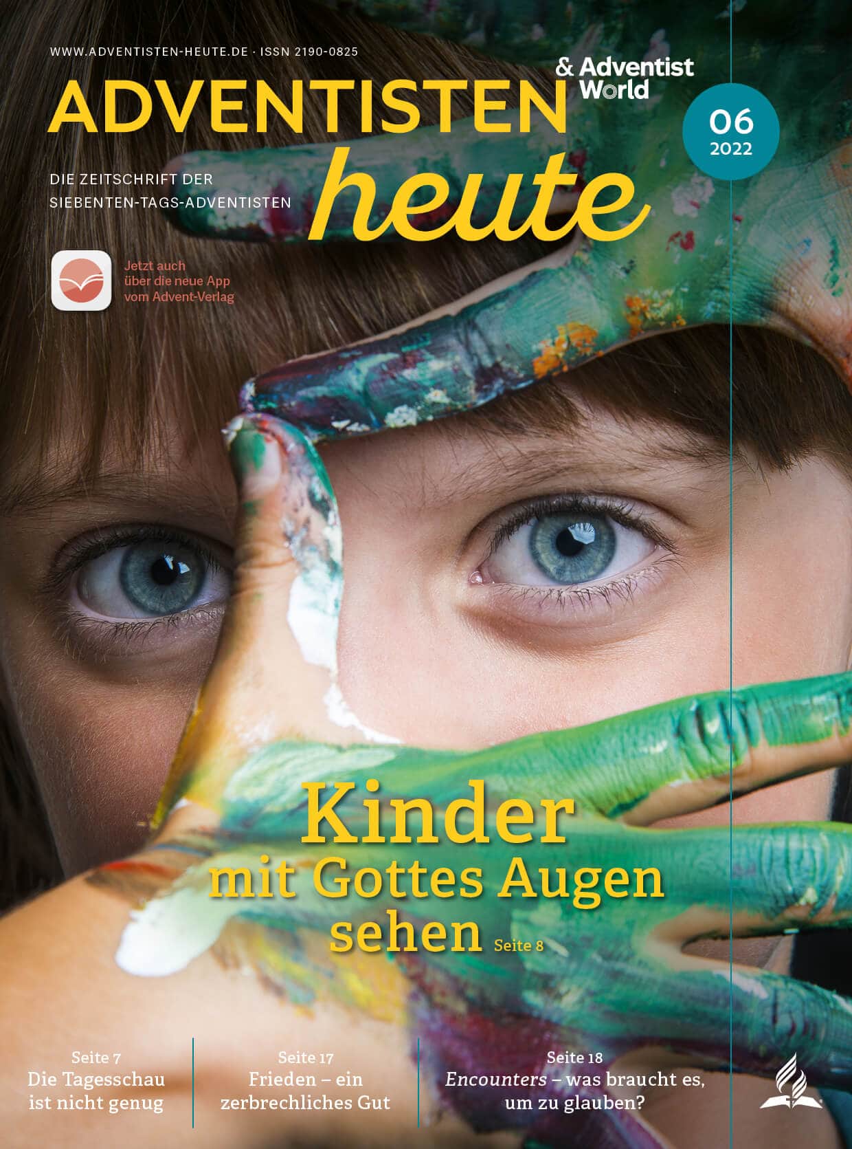 1. Kinder mit bunten Fingern und Gottes Augen sehen, inspirierende christliche Zeitschrift für Kinder, Advent-Verlag, religiöse Bildung, christlicher Alltag, spirituelle Entwicklung.