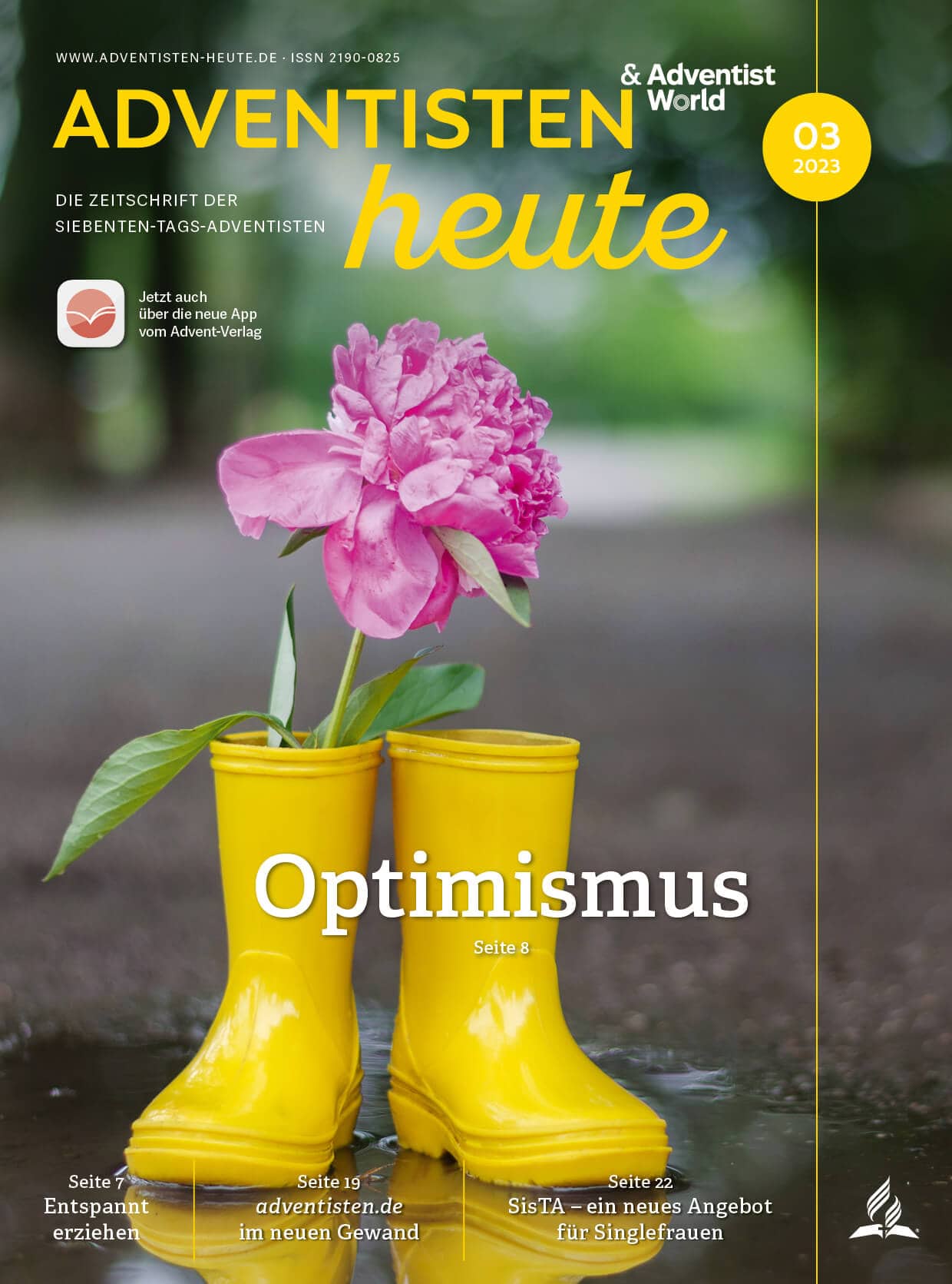 Fröhlicher pinker Blumentopf mit gelben Gummistiefeln, Symbol für Hoffnung und Optimismus, im Regen, nachhaltige Gartenarbeit, kreative Dekoration, Natur, Blühende Pflanzen, positive Stimmung, Gartenaccessoires, Frühlingsgefühle, umweltfreundlich.