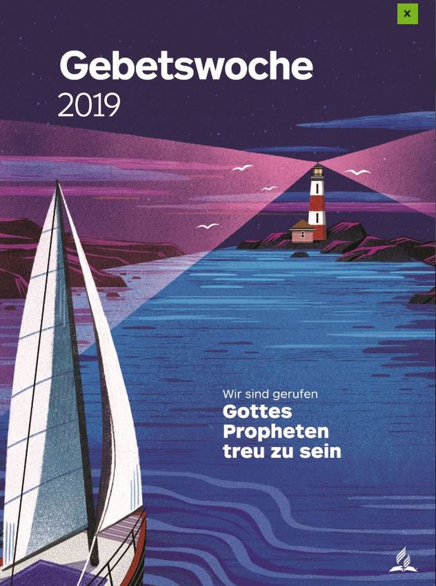 Segelboot und Leuchtturm am Meer, christliche Gebetswoche 2019, maritime Illustration, geistliche Reflexion, Zuversicht und Glauben, spirituelle Inspiration.