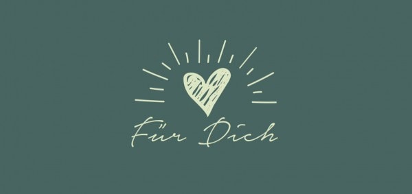 Herz zeichnung mit strahlen und text "für dich" auf dunkelgrünem hintergrund, advent-verlag, weihnachtsartikel, liebevolle geschenkideen, christliche weihnachtsbücher.