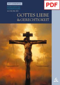 Gottes Liebe und Gerechtigkeit - Christliches Lehrmaterial mit Kreuz und Waage, ideal für religiöse Studien, Glaubensunterricht, christliche Bildung, theologische Seminare und geistliche Weiterbildungen.