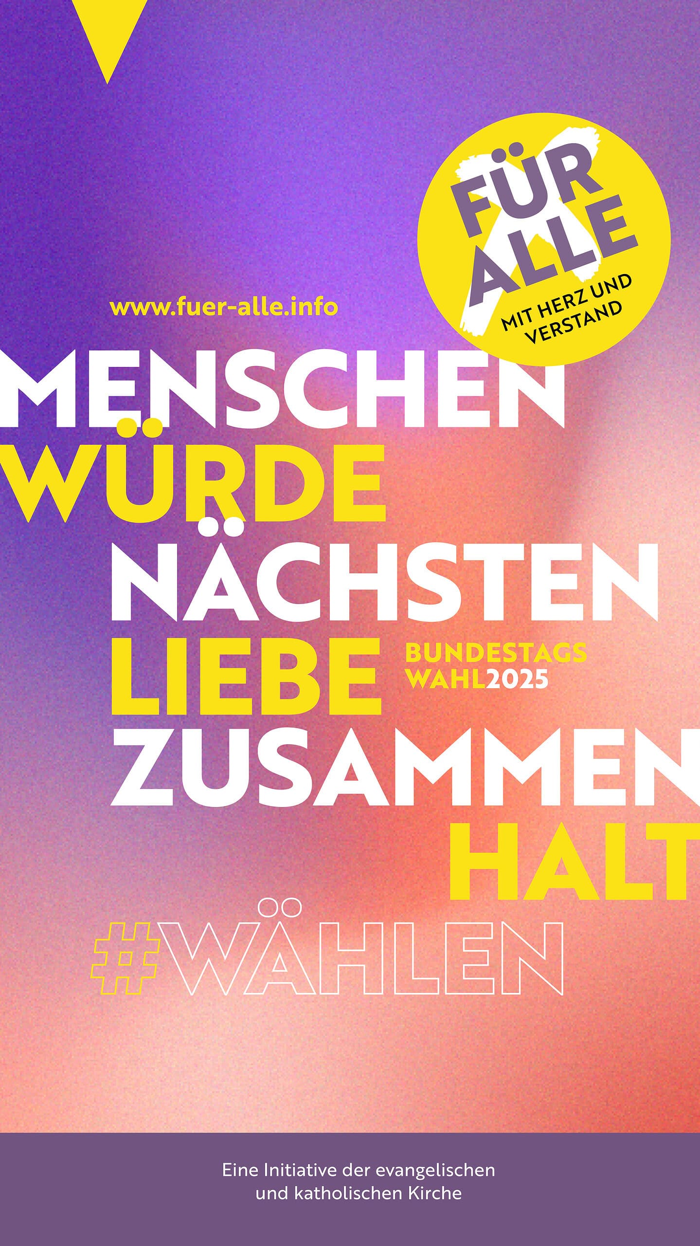 Menschenwürde, Liebe, Zusammenhalt, Bundestagswahl 2025, christliche Initiative, evangelische Kirche, katholische Kirche, christliche Werte, gesellschaftlicher Dialog.
