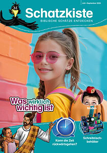 Mädchen mit pinken Sonnenbrillen vor buntem Wandbild, Kinderbuch, kindgerechte Bibelgeschichte, Lernmaterial für Kinder, religiöse Bildung, Advent-Verlag.