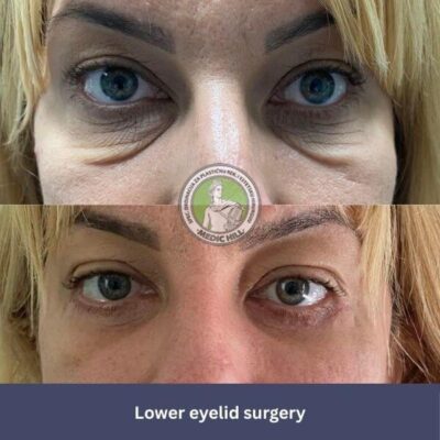 Medic Hill hospital Belgrade lower eyelid surgery before after photos - front view