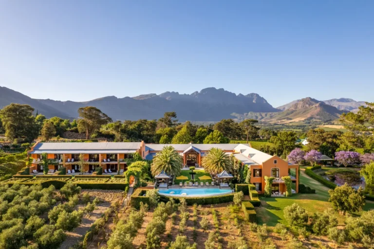 South African lodge with pool arial view