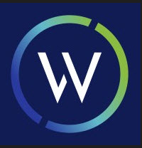 White W in a multicolored circle on a darl blue background — The logo of World Insurance