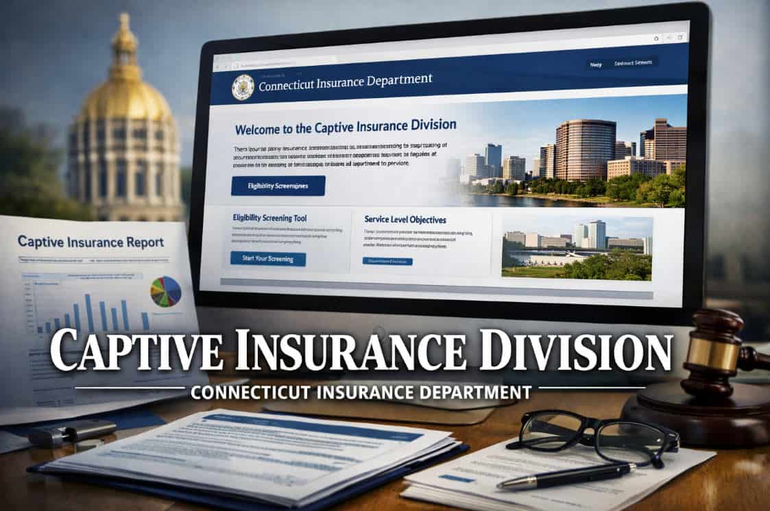 CT Captive Insurance Website Update Connecticut Insurance Department captive insurance website eligibility screening tool interface