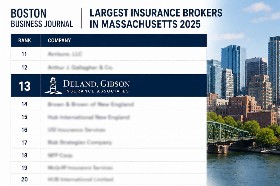 Deland Gibson ranked #13 on Boston Business Journal list of largest Massachusetts insurance brokers