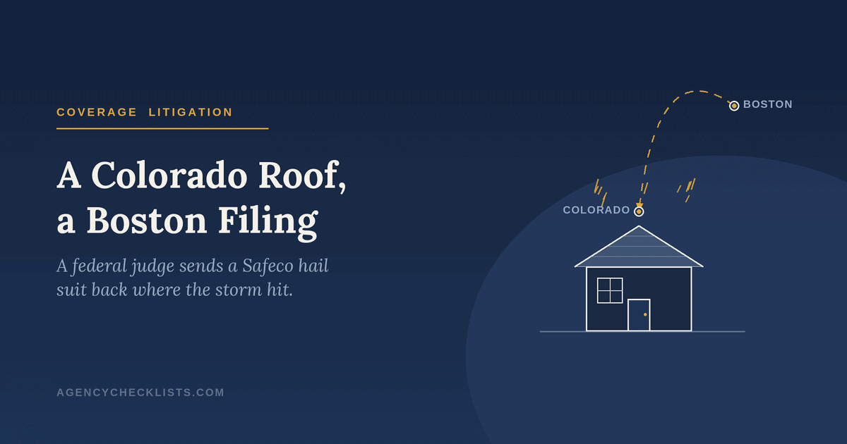 Safeco homeowners hail claim transferred from Massachusetts to Colorado