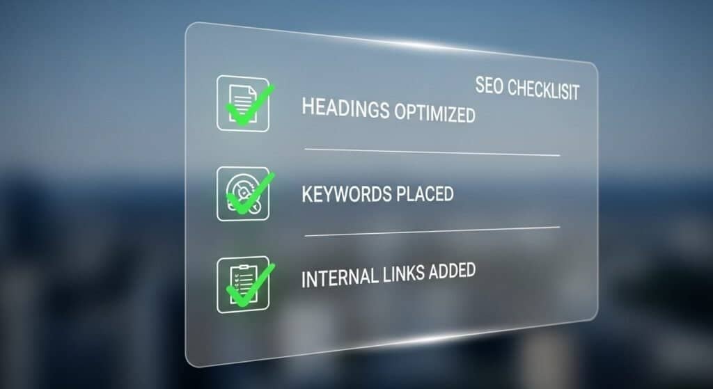 AI tools for SEO writing completing final SEO optimization checklist for blog posts