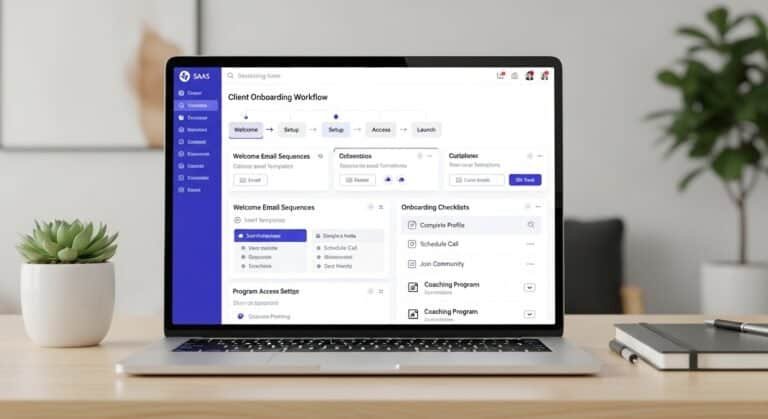 ai client onboarding software for coaches dashboard showing automated onboarding workflows and welcome email sequences