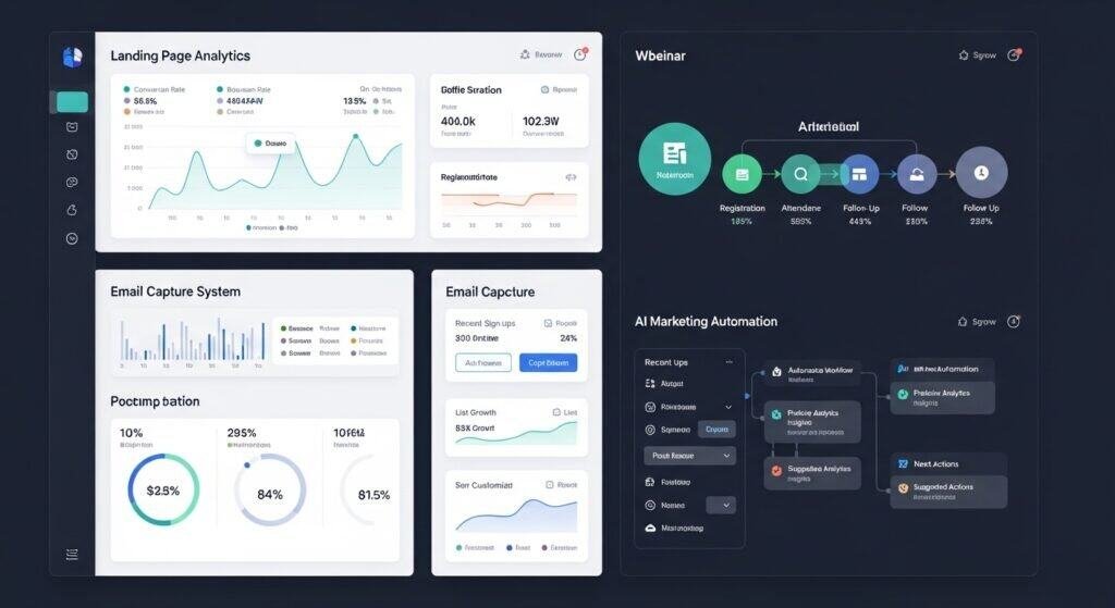 AI lead generation tools for coaches landing pages funnels and webinar automation