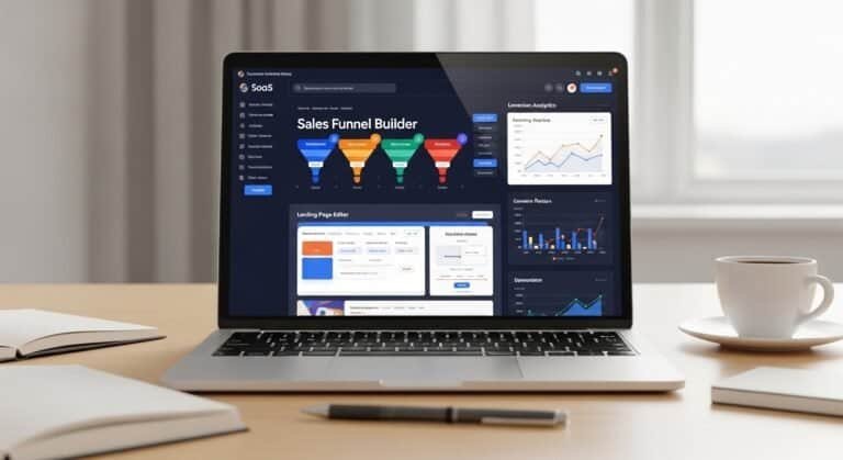 ClickFunnels review for coaches showing sales funnel builder dashboard with landing pages and marketing automation